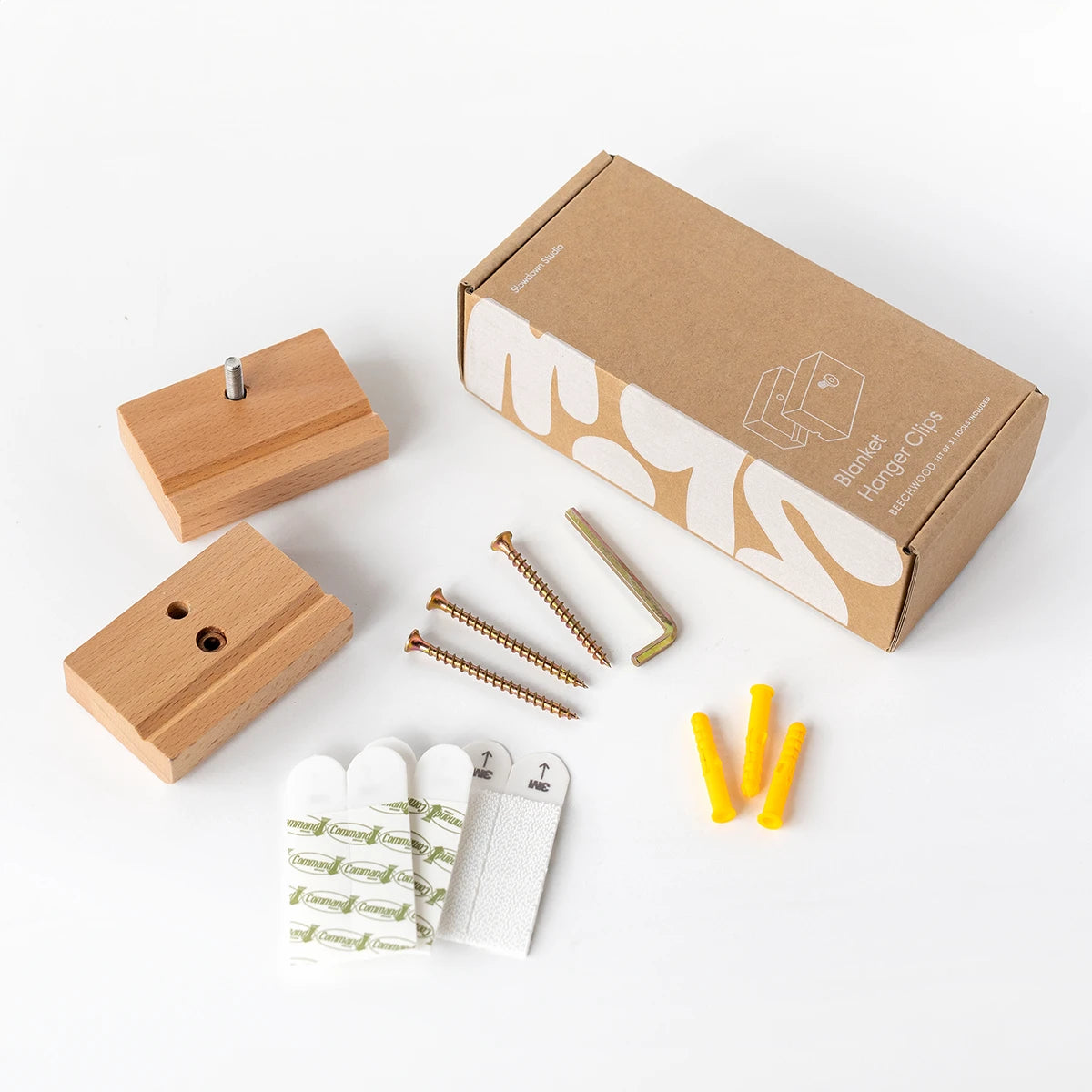 Blanket Hanger Clips - Beechwood (Set of 3) - Slowdown Studio