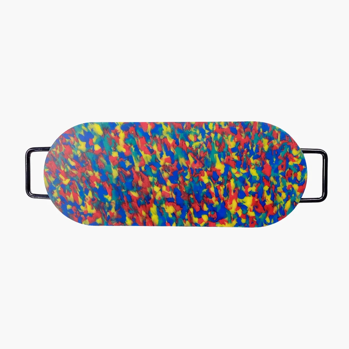 Colorful cutting board with a multicolored pattern on a white background