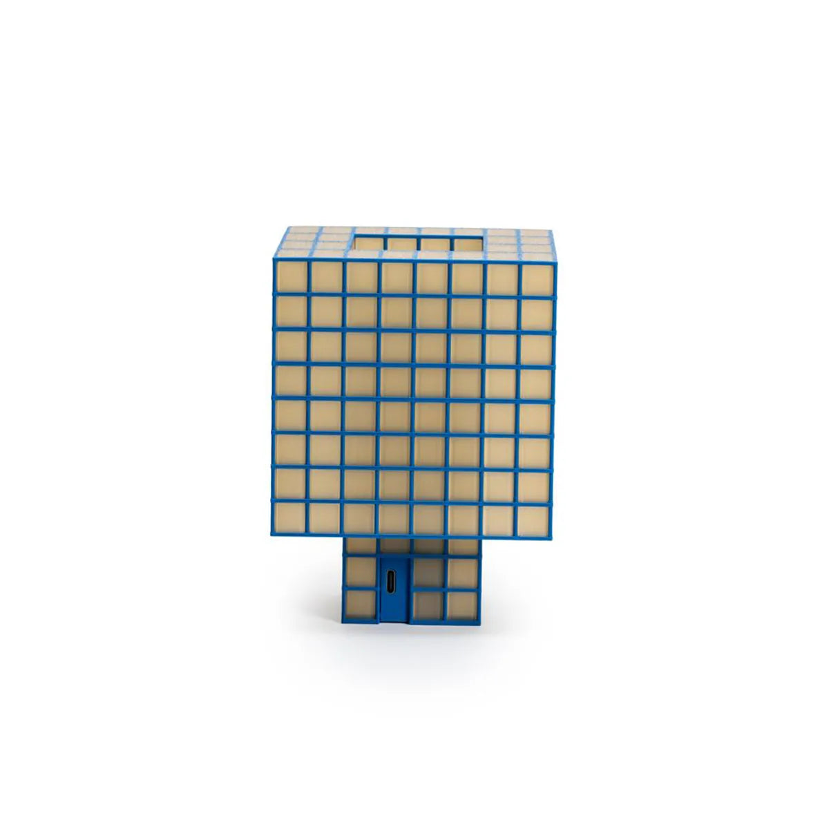 A blue and beige Ridezign Tesser 8:3 Lamp, centered on a clean white background.