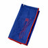 Blue napkin with red outline of a fork and spoon on a white background