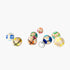 Colorful wooden beads on a white background