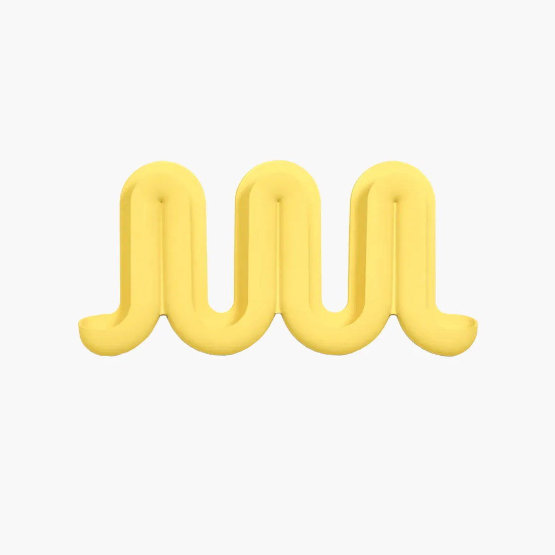 A yellow, wavy, three-dimensional Heller Swell Wall Catchall on a plain white background.