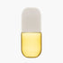 Yellow glass carafe with a white lid on a white background