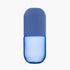 Blue cylindrical carafe with a blue lid on a white background