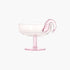 Pink prawn cocktail glass with a pink prawn decoration on a white background