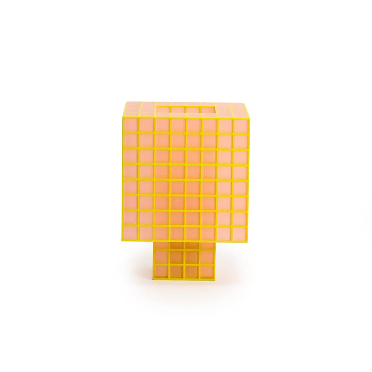 A translucent orange and yellow Ridezign Tesser 8:3 Lamp, shown on a clean white background.